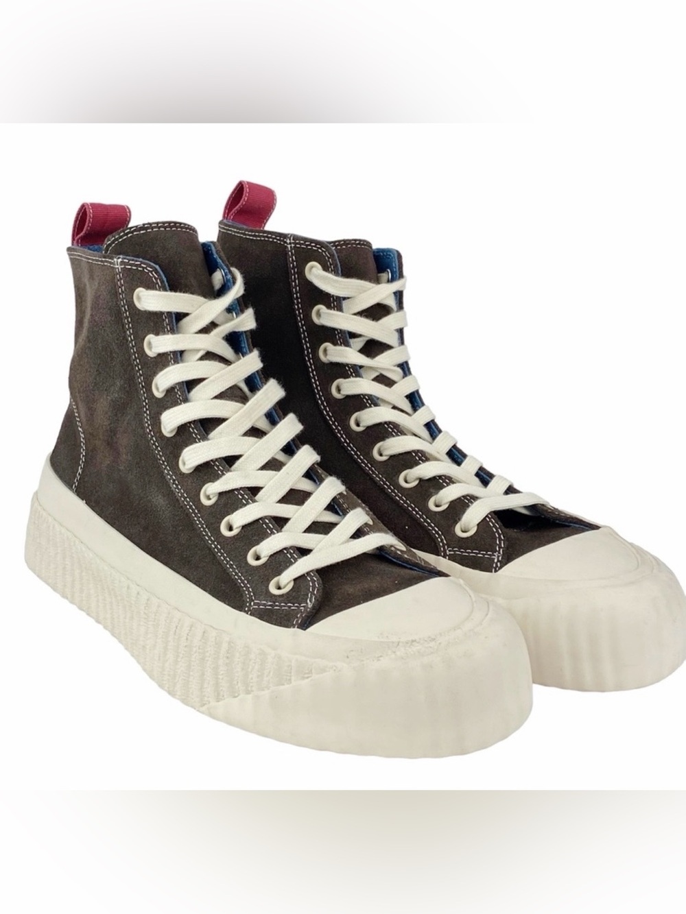 Zara High Top Sneakers Brown Off White Lace Up Chunky Sole Shoes Mens Size 43 EU